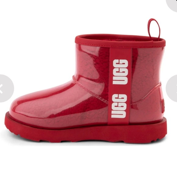 UGG girl's clear classic red mini boots - Picture 2 of 13